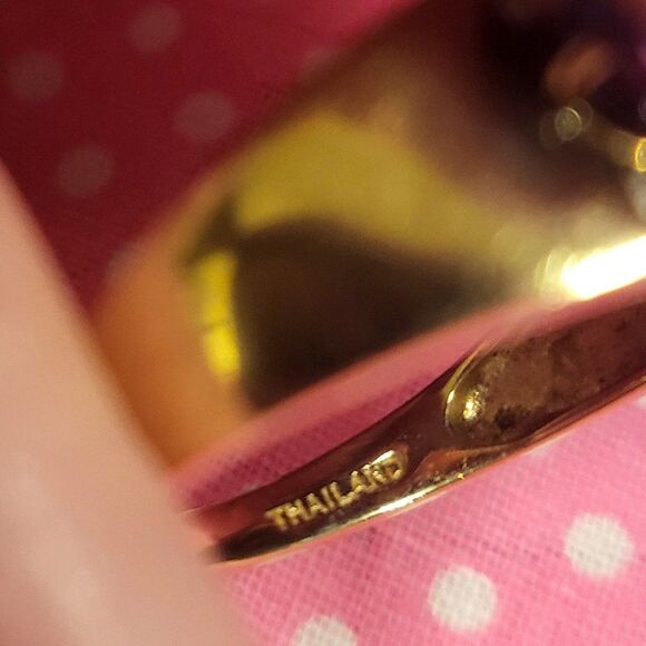 Iolite & Diamond Accent Trilogy Gold Vermeil/ Sterling Ring - Picture 7 of 7